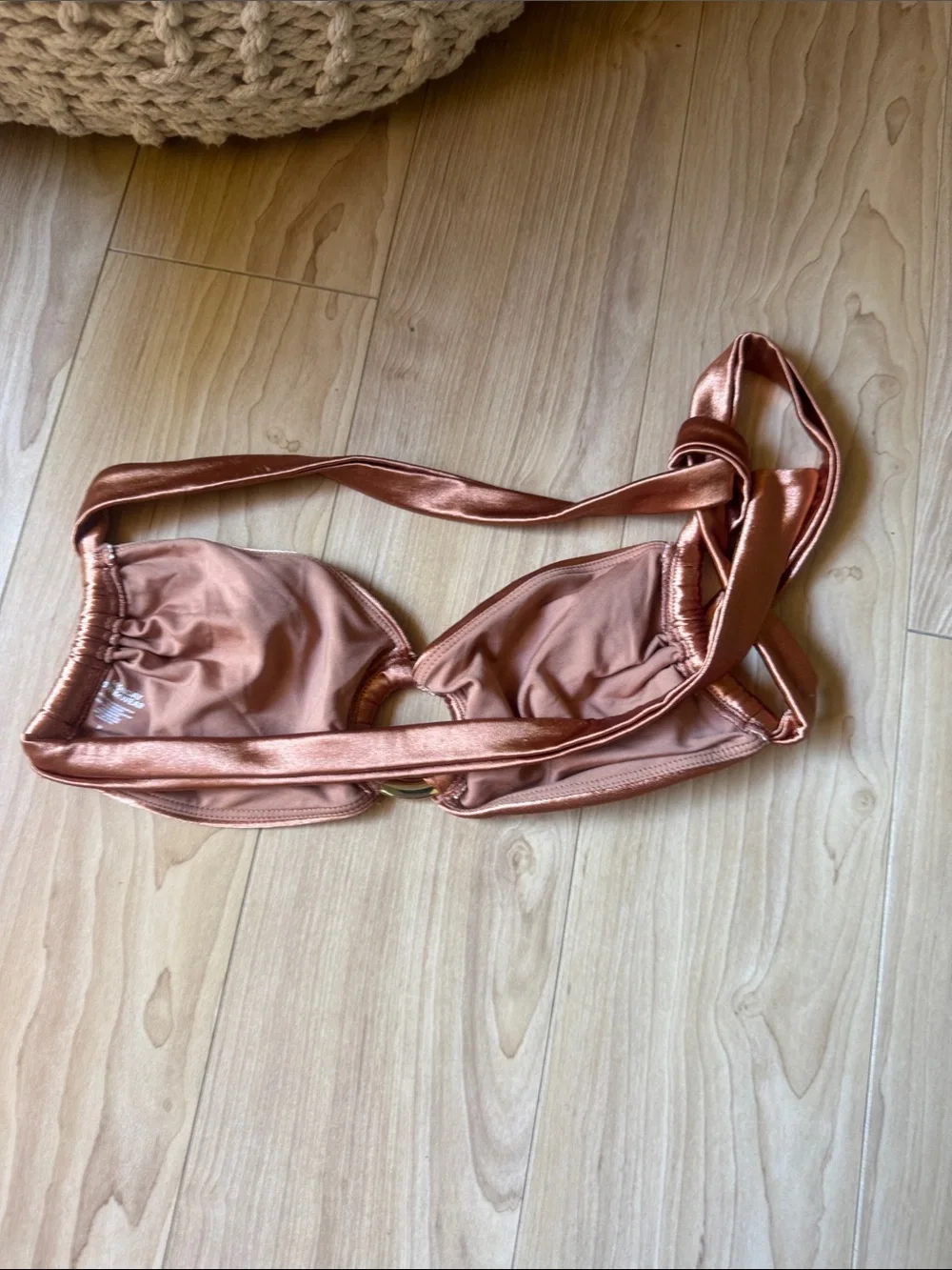 Monday Swimwear Copper Satin Ring-Front Bikini Top